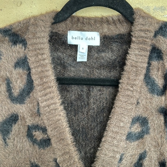 Bella Dahl Brown and Black Leopard Print Cardigan Sweater - Picture 2 of 3